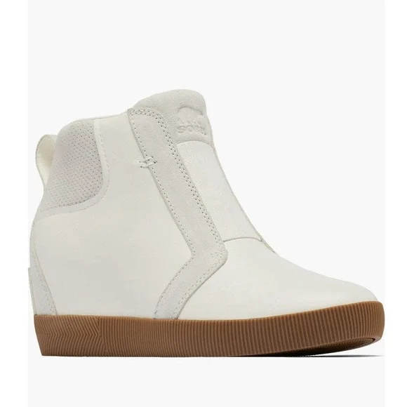 Sorel Out N About Wedge Leather Bootie, Ankle Boots White/Sea Salt, Size 8.5 NWT - Picture 2 of 16